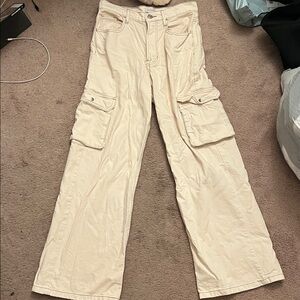 PacSun Cream Wide Leg Cargo Pants